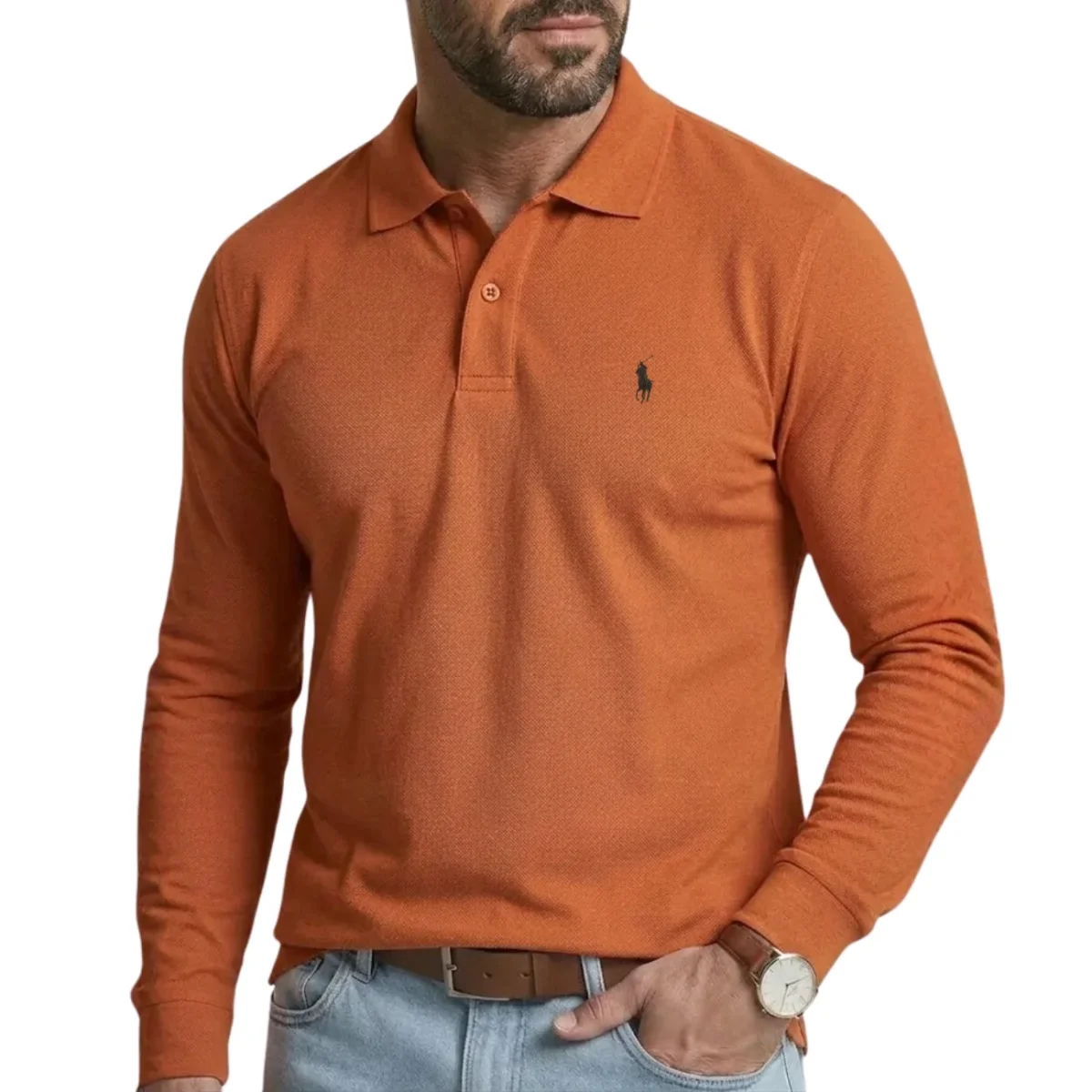 2026 långärmad stickad polo - utförsäljning - Bild 7
