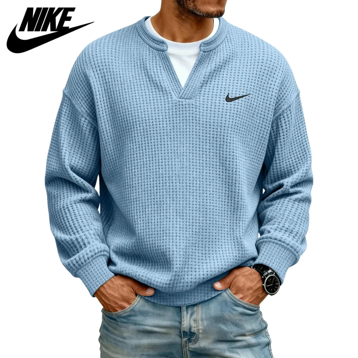 Strukturerad V-ringad Sweatshirt || UTFÖRSÄLJNING
