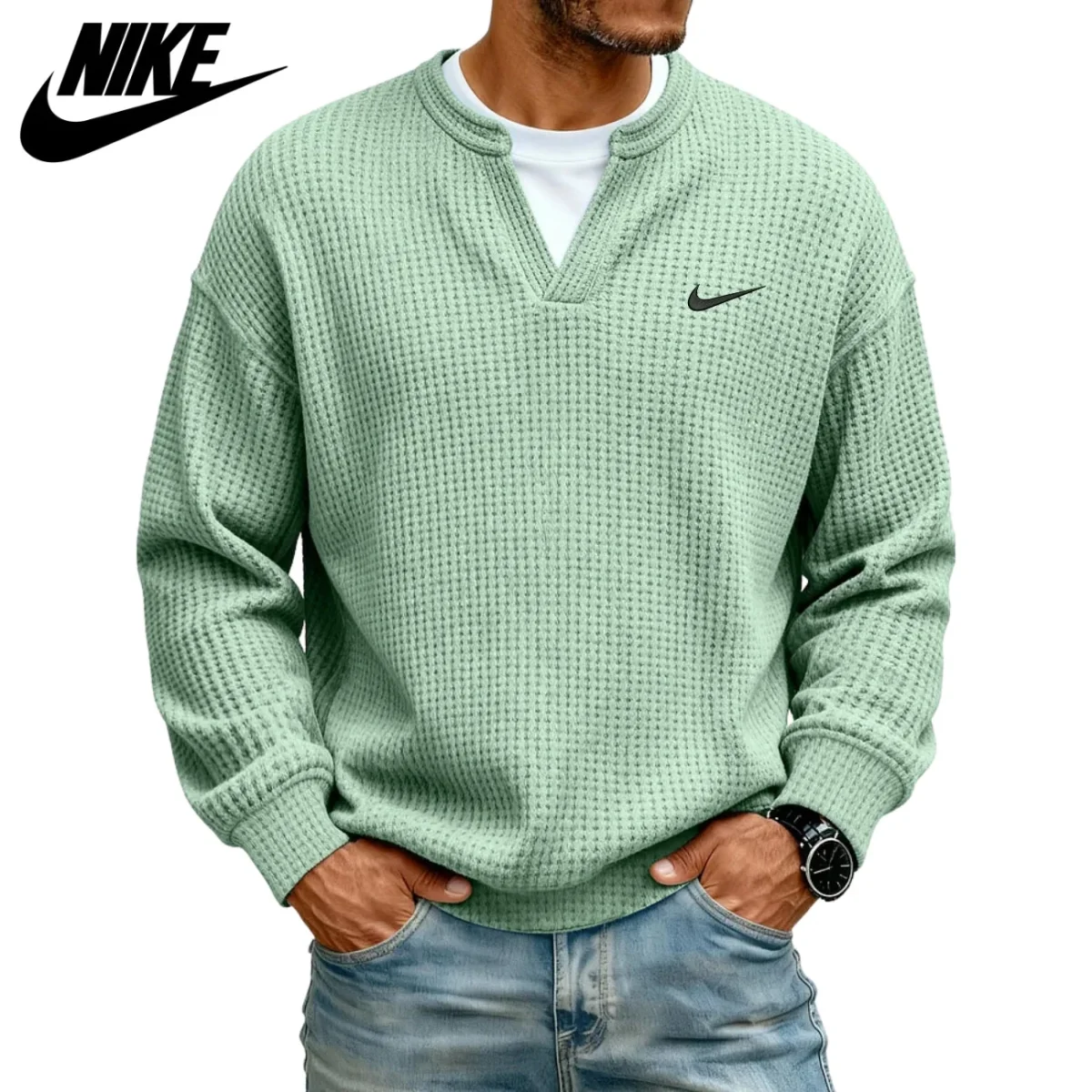 Strukturerad V-ringad Sweatshirt || UTFÖRSÄLJNING - Bild 7