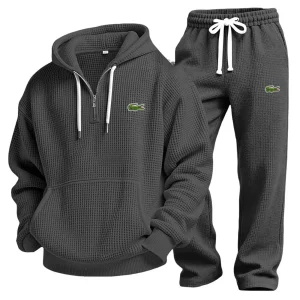 Prestandaset med Våffelstickad Hoodie och Joggingbyxa - Utförsäljning