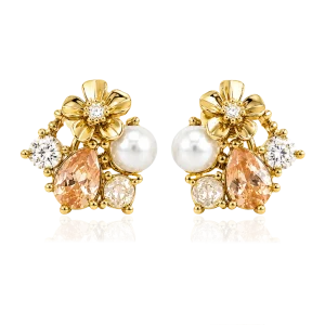 LA FLEUR SIRÈNE GARDEN STUDS Örhängen Champagne