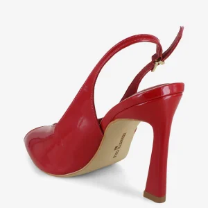 Priya Patent Peep-Toe Slingback High Heel